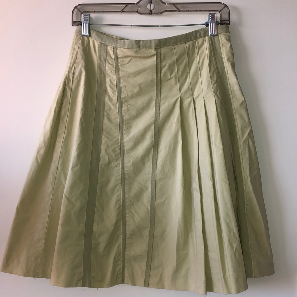Vintage Green Asymmetrical Pleated Skirt